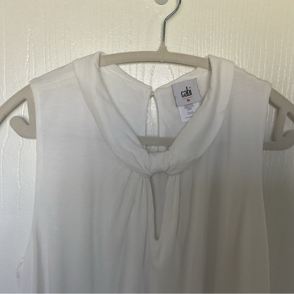 CAbi Cabi Women’s Province Tank Blouse V-neck White Collared Sleeveless Size M